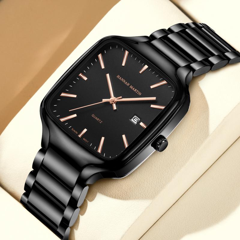 Nuovo orologio da uomo casual da lavoro, resistente alla luce, luminoso, calendario, cinturino in acciaio inossidabile a rete, orologio al quarzo