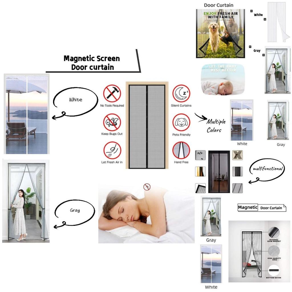 Magnetic Mesh Door Curtain For Summer Mosquito Protection, Ideal For Kitchen, Living Room, Bedroom