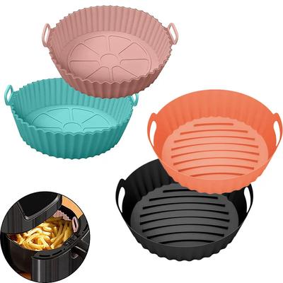 Tavă de copt din silicon pentru friteuză cu aer, sigură pentru alimente, reutilizabilă, formă de silicon, suporturi pentru microunde, covoraș de copt, folie pentru cuptor/friteuză cu aer, formă de silicon