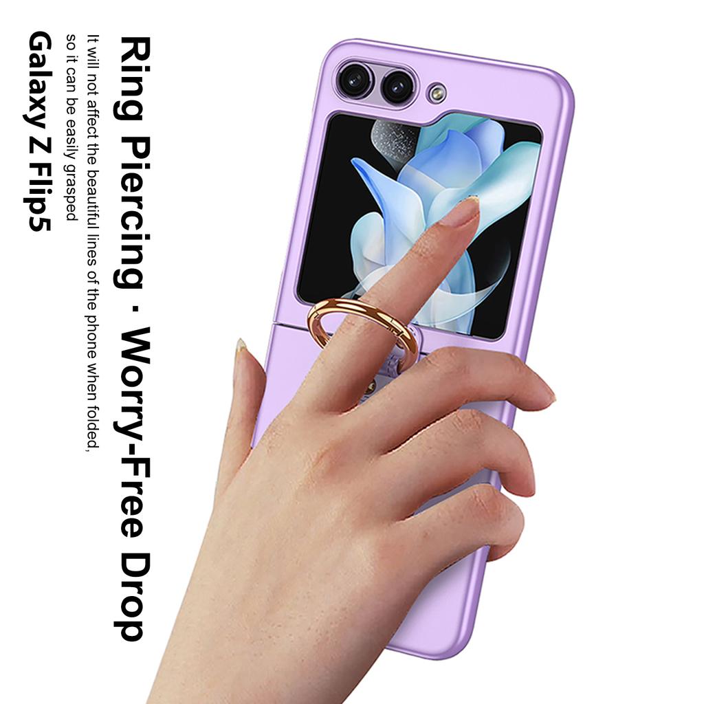 Ultrathin Skin Feel with Ring Holder Case for Samsung Galaxy Z Flip 5 Z Flip 4 Z flip 3 Protection Luxury Foldable Fashion Cover