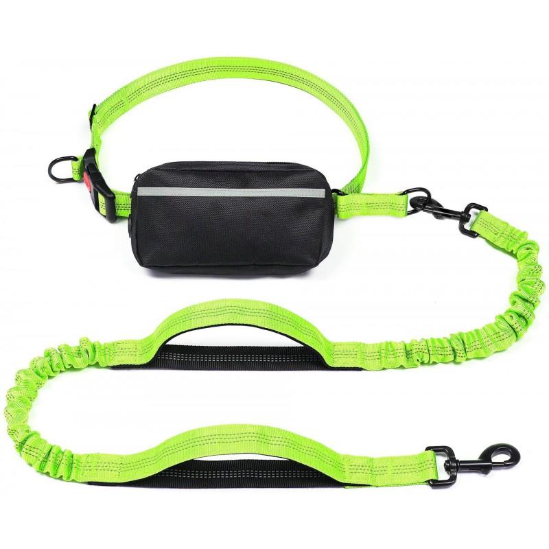 Adjustable Retractable Dog Leash With Waist Belt Pack Walking Running Training Reflective Nylon