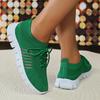 Fashion Green Soft Sole Knit Walking Shoes for Women 2025 Comfortable Breathable Mesh Sneakers Woman Plus Size Lightweight Casual Flats