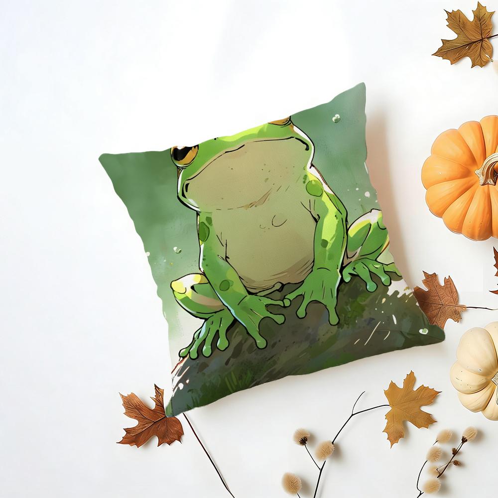 FFrog Aesthetic Cushion Cover Washable Linen Pillowcase Soft  for Daily Sofa Bed Home Room Decor