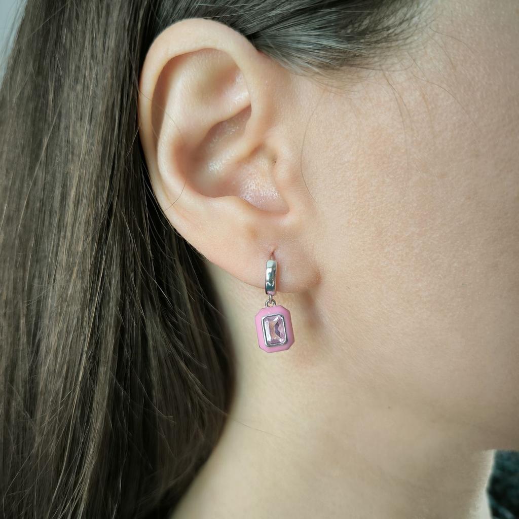 Серебряные серьги с фианитами, емаллю (60002244)