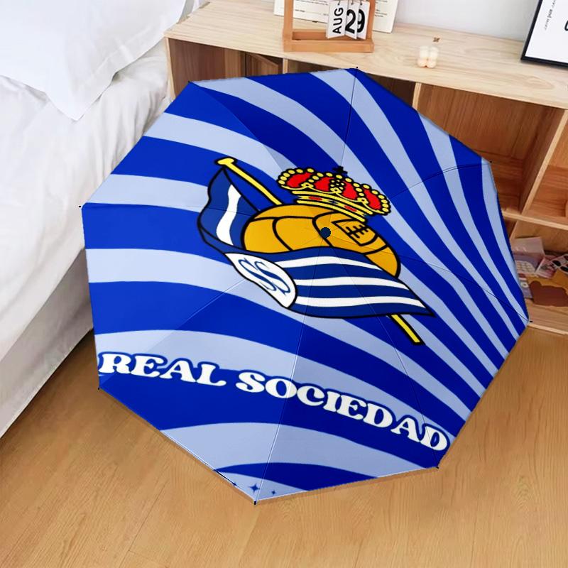 Real Sociedad Umbrella Folding Umbrella, Automatic Umbrella 8-Frame for Travel, Camping Use Gift for Halloween Christmas