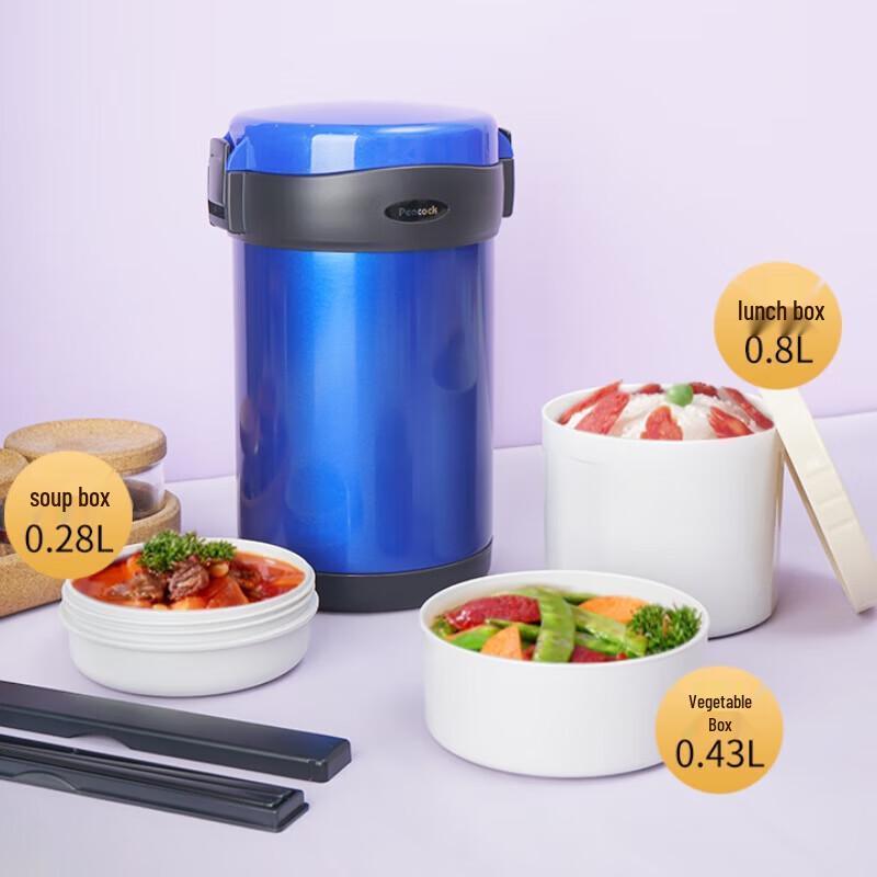Peacock 3-Layer Stainless Steel Vacuum Insulated Lunch Box