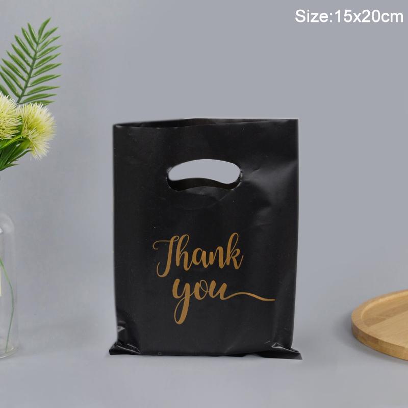 

100 шт. подарочные пакеты с благодарностью, пластиковые пакеты для упаковки конфет, печенья, для свадеб, дней рождения, вечеринок, сувениров, принадлежностей для малого бизнеса 15x20cm чёрный