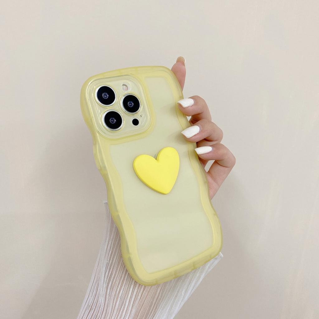 Applicable To Apple 14PRO Mobile Phone Case Wave Edge Love IPhone 12 Simple Color Transparent Soft Shell Protective Case Trend 15