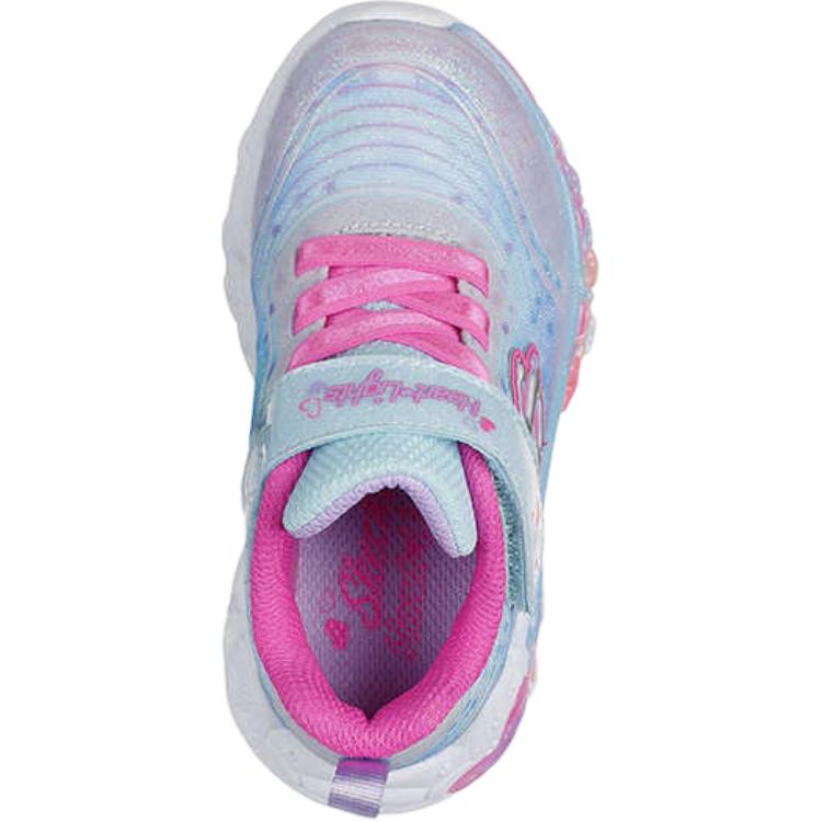 Skechers Heart Lights Durable Low Top Walking Shoes Baby Sneaker Blue Pink 302696N-LBMT
