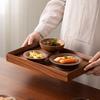 Black Walnut Sushi Plate Wooden Fruit Tray Minimalist Snack Dish High Foot Serving Plate