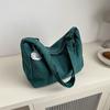 Solid Color Cotton Bucket Tote Bag Large Capacity Zipper Shoulder Purse for Women