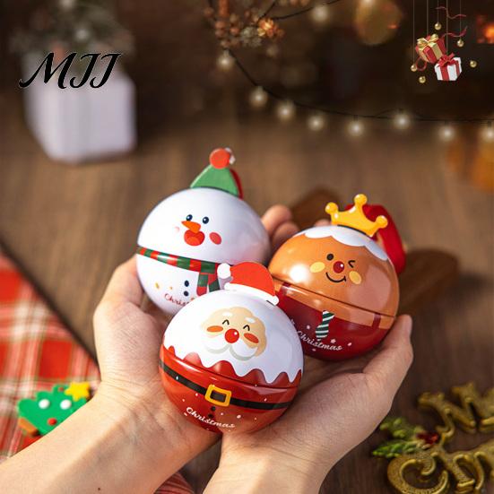 Metal Small Trinket Storage Christmas Round Tin Ball Ornament, Cute Santa Reindeer Penguin Hanging Decoration, Tree Decoration Set Fillable Candy Gift