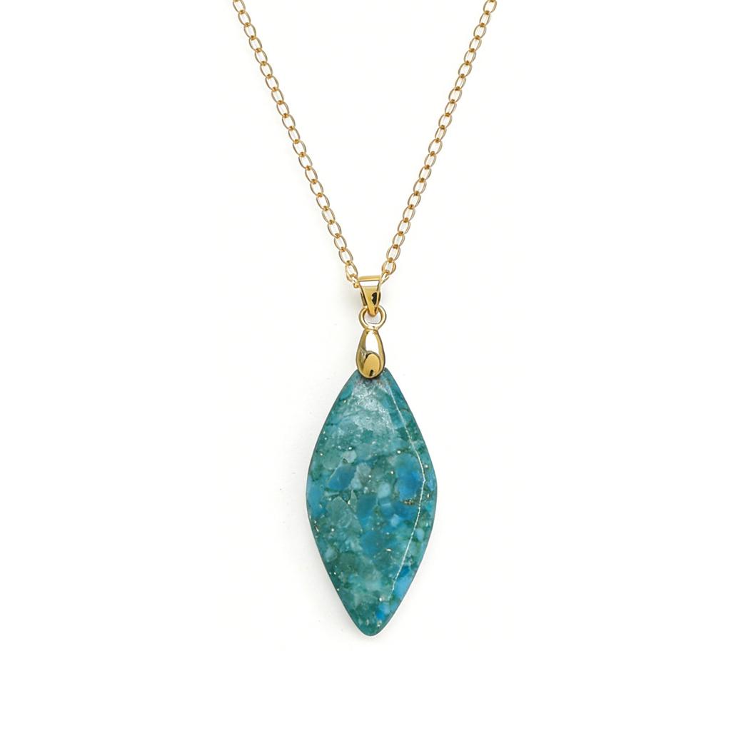Exclusive Natural Stone Plated 18K Real Gold Chain Pendant Necklace Earrings Jewelry