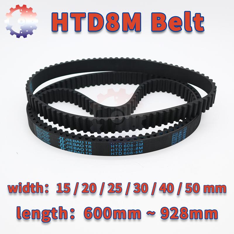 HTD 8M Rubber Belt Length 600mm To 928mm 8M Timing Belt Width 15mm 20mm Loop Belt 25mm 30mm 40mm Belts HTD 8M Synchronous Belt