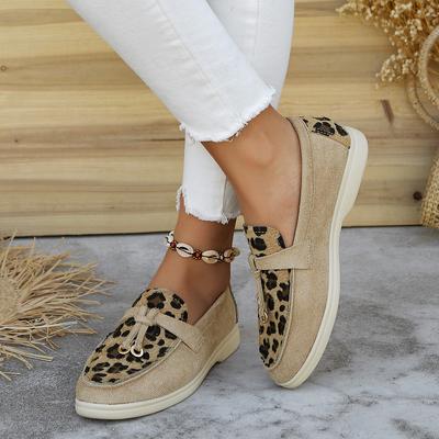 2025 Damenschuhe Neue Leopard-Spleißung Flache Freizeitschuhe Marke Slipper Loafers Vulkanisierte Schuhe Walking Einzelne Sneaker Damen