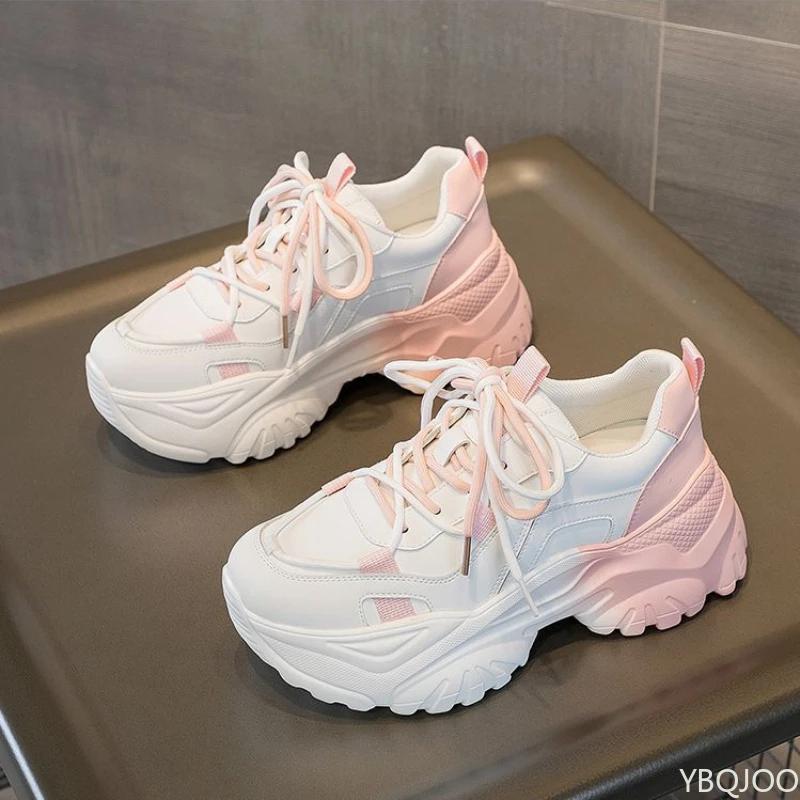 Fashion Ladies New dad Shoes Thick soled white sports shoes Fashion color blocking trendy shoe Comfort casual women's Sneakers Mujer