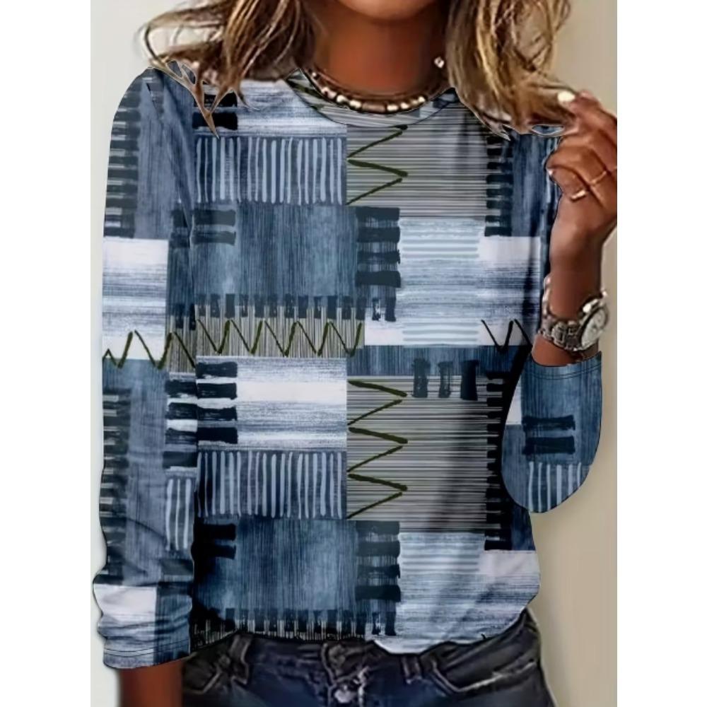 European and American Fashion Women's Casual Round Neck T-shirt Top