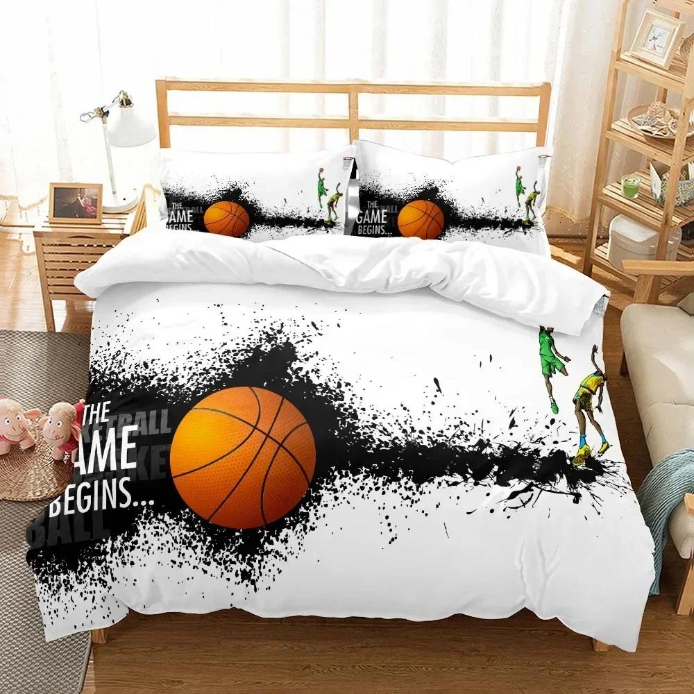 Fantástico juego de funda nórdica con estampado 3D de baloncesto, juego de ropa de cama individual, doble, king y estadounidense, tamaño queen y king, textiles para el hogar
