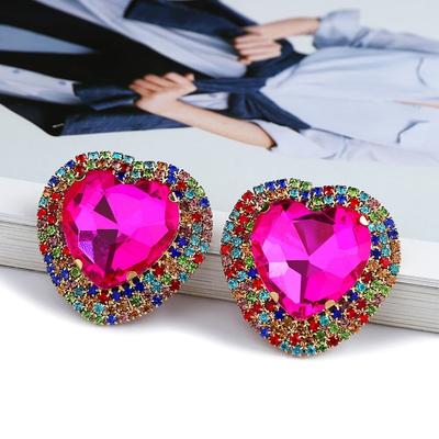 Pendientes grandes con forma de corazón de cristal brillante para mujer, con diseño de hada, estilo romántico, para bodas y fiestas.
