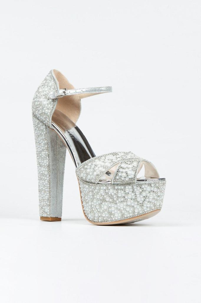 Women's Fashion Style High Heels Silver Sultan Full Party Wedding Evening Dress Shoes