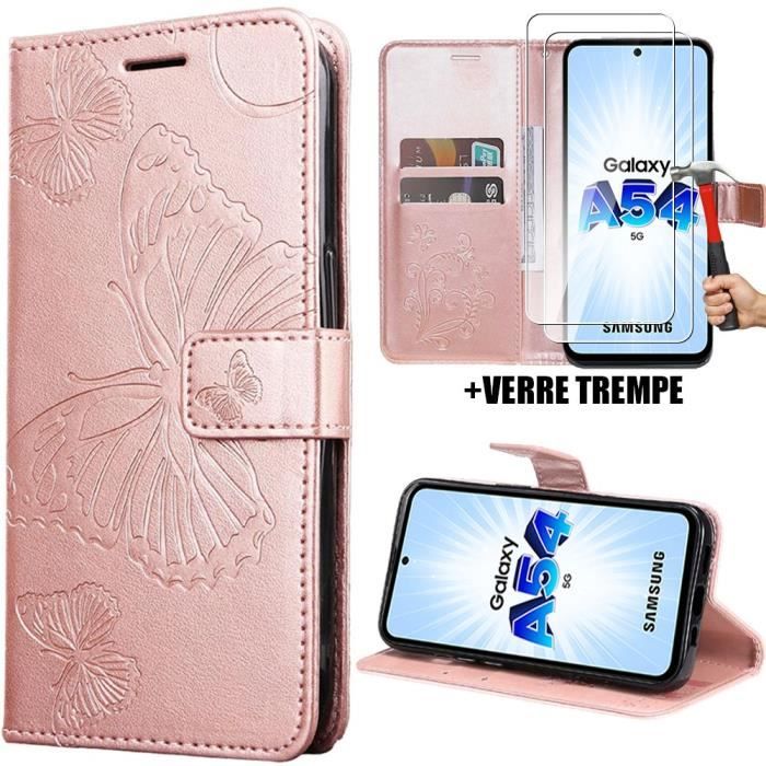 Coque - Samsung - Galaxy A54 5G - Élégante - Motif Papillon - Cuir Synthétique