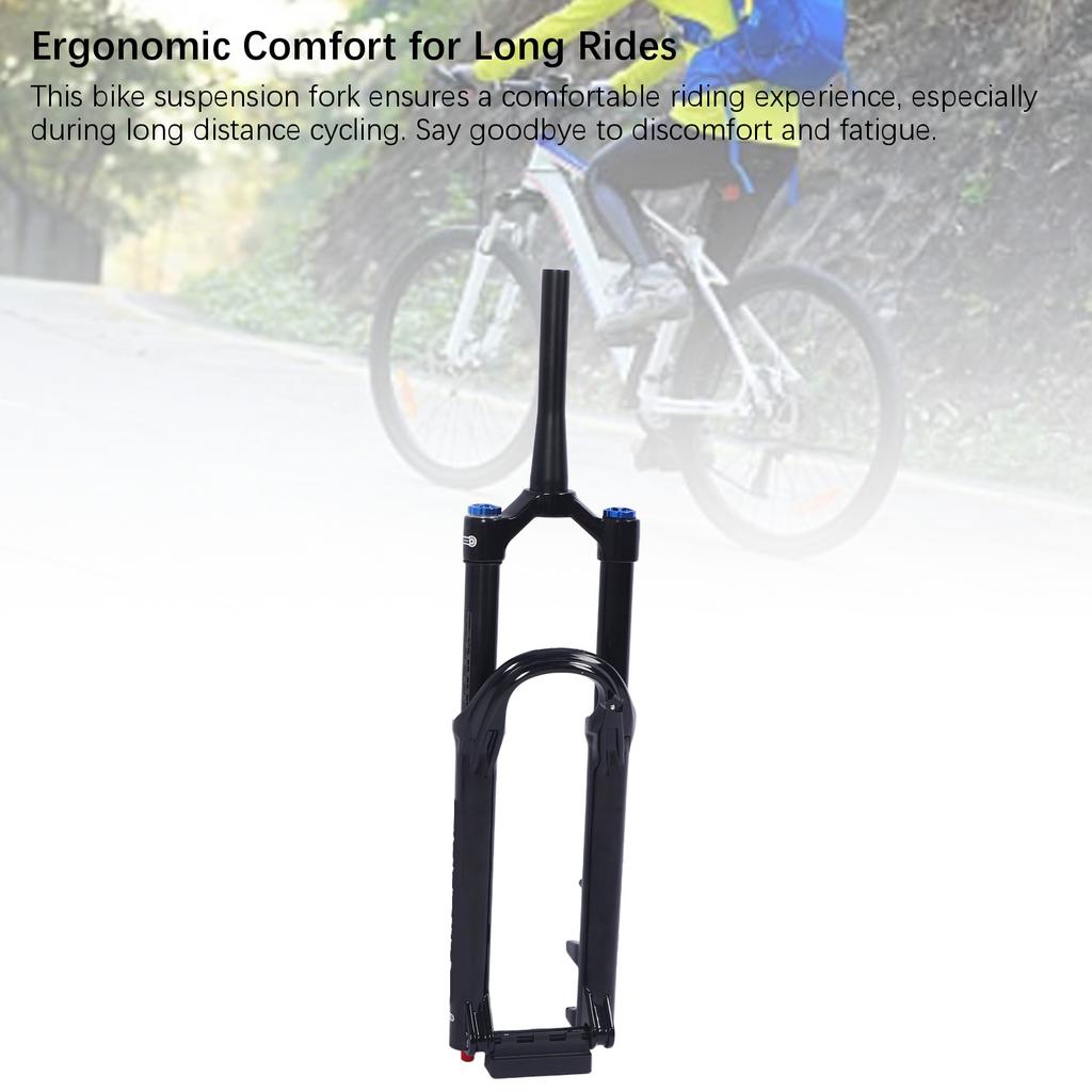 29 Inch Mountain Bike Suspension Fork 36mm Tube Diameter Thru Axle Bicycle Front Fork Manual Lockout Tapered Steerer Aluminum Alloy Black
