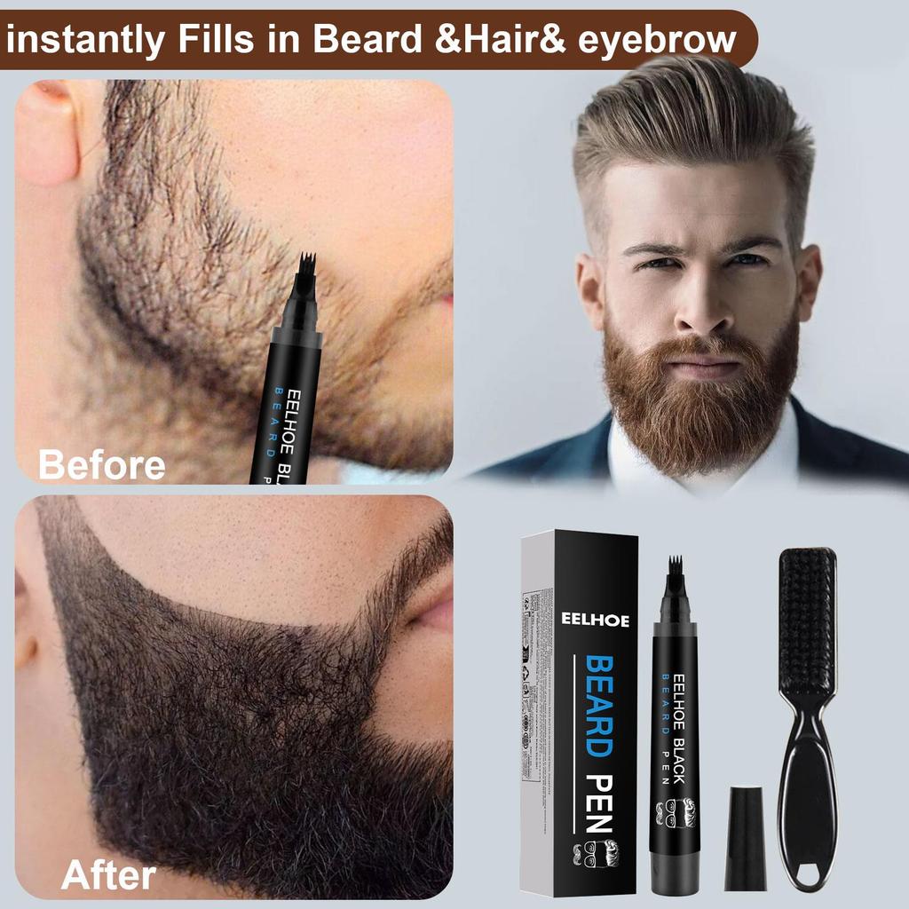 EELHOE Beard Filler Kit Waterproof Sweatproof Beard Pen Beard Tracer