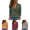 Womens Long Sleeve Loose Blouse Casual Tops Featuring Elegant V-neck Button-up Design