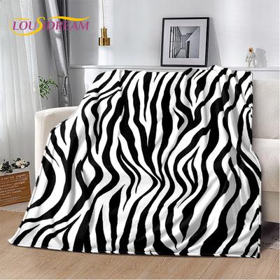 3D Kolorowy Wzór Zebry Miękki Pluszowy Koc, Flanelowy Koc Narzuta Narzuta Do Salonu Sypialni Łóżko Sofa Piknik Biuro Pokrowiec