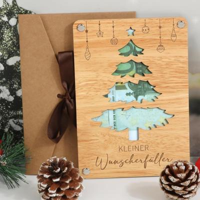 Holzhandwerk Deutsche Segenssprüche Graviertes Geldbaum-Brett Doppelseitig Traditionelles Hölzernes Weihnachtsgeschenk