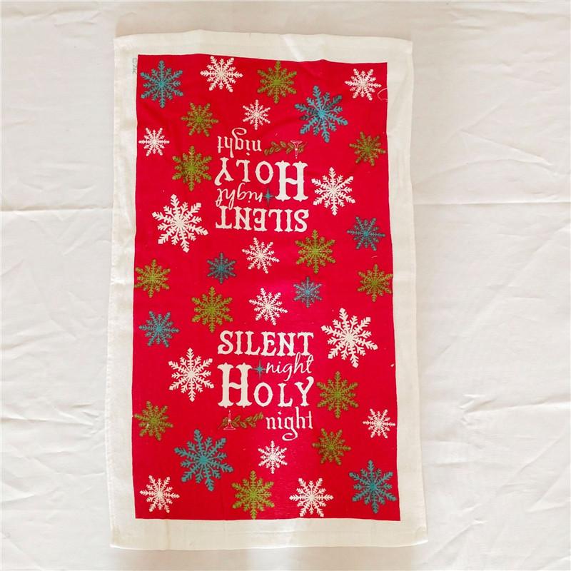 1Pc Christmas Series Printed Cotton Tea Towel Kitchen Dishcloth Cleaning Tool Xmas Party Decor Gift