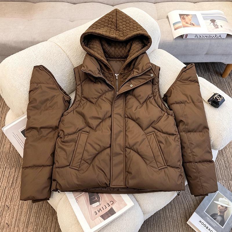 Winter new down padded clothes women's short removable thickened padded clothes fashion casual hooded padded jacket