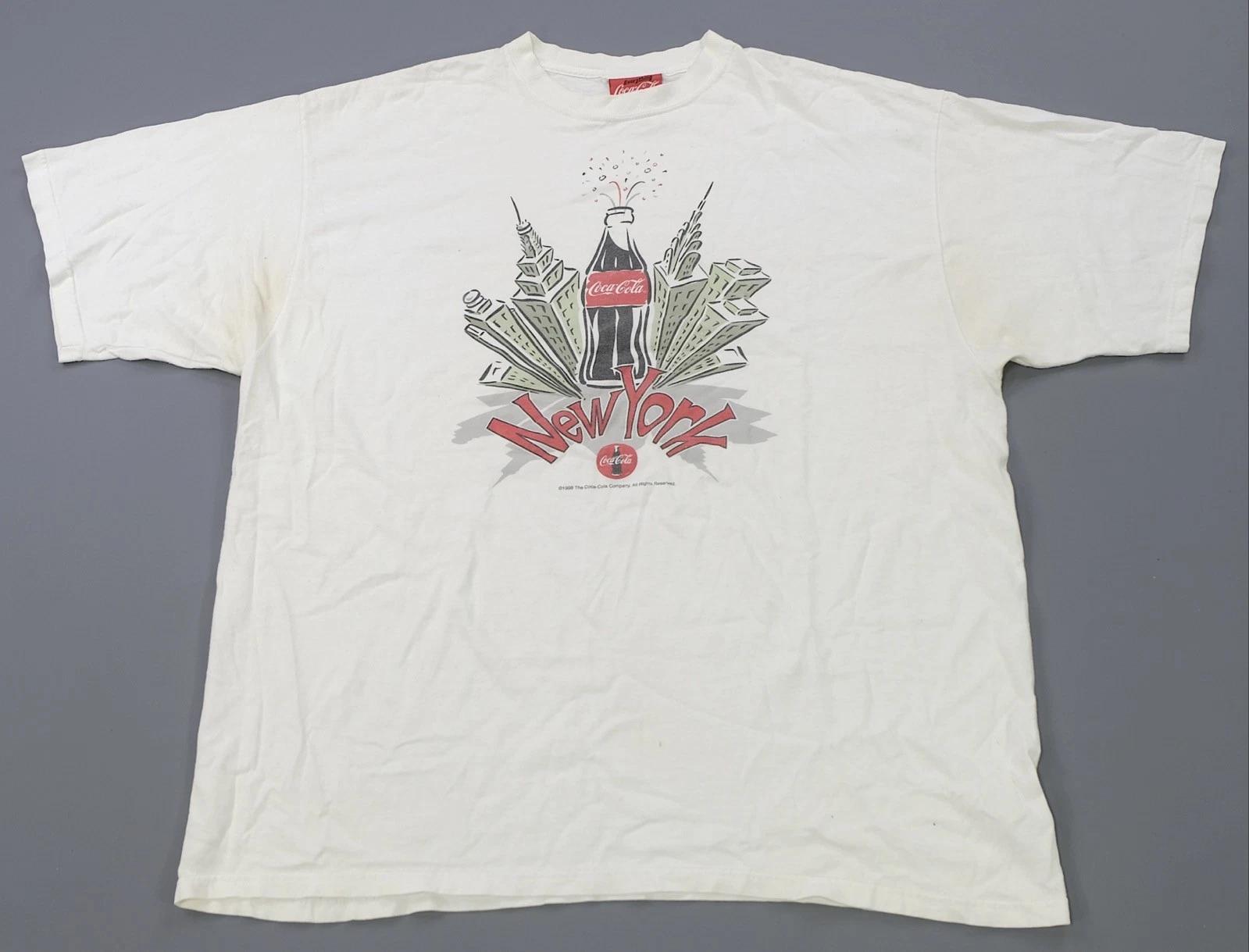 Rare VTG EVERYTHING COCA COLA New York 1998 Graphic T Shirt 90s Coke White 2XL L