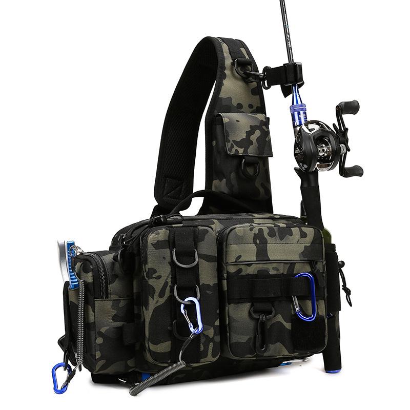 Men's Large Capacity Crossbody Fishing Tackle Bag - Multifunctional Chest Bag for Outdoor Use