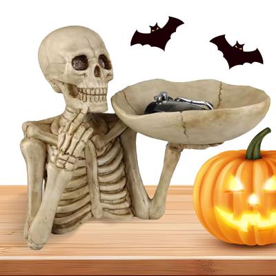 Halloween Gothic Schädel Servierschale Skelett Snack Schlüssel Aufbewahrungsschale Desktop Aufbewahrung Snack Auffangschale für Halloween Party Dekoration
