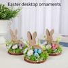 Easter Eggs Rabbit Decorations Wood Plastic Indoor Outdoo Family Activity Supplies Desktop Ornament