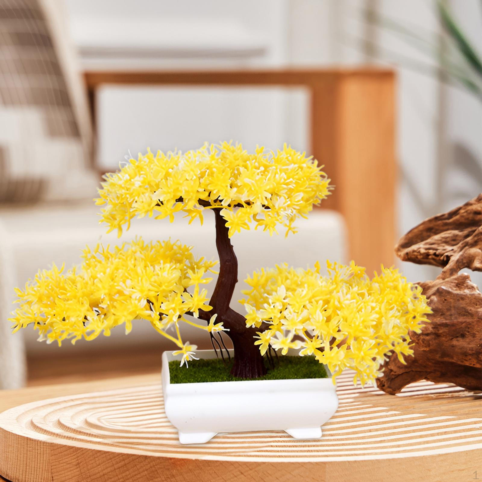 

Artificial Bonsai in Pot, Exotic Plant for Interior Decoration жовтий