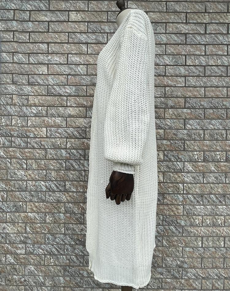 Women's Casual Knitted Solid Color Long Cardigan Sweater Jacket