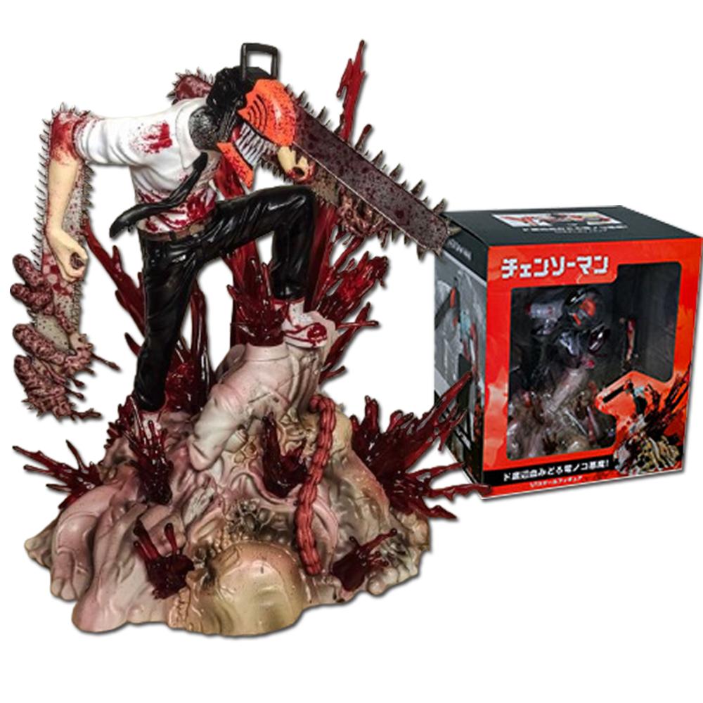 Anime Figur Chainsaw Man Denji Pochita Passend Stehende Position Kampfmodell Spielzeug PVC Verpackt Großes Geschenk Skulptur Ornamente 18CM