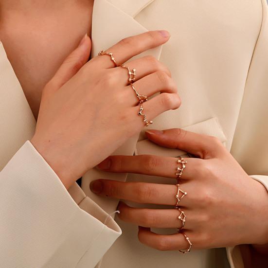 Student Ring Electroplated Finish Adjustable Opening Design Star Symbol Ring Couple Matching Ring Alloy Jewelry Gift