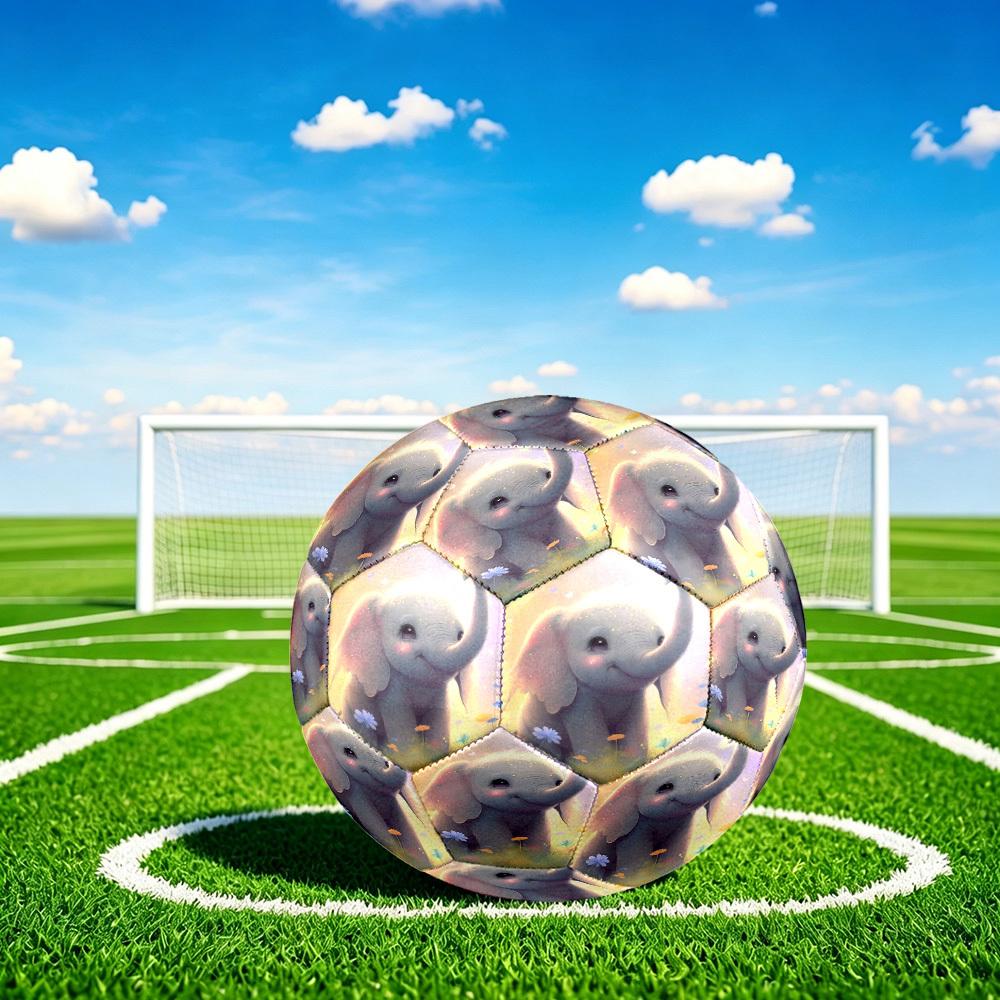1pc Elephant Flowers Theme Soccer Ball Football, Size 5, Lightweight PVC, Outdoor Training Soccer Ball,Gift C6529