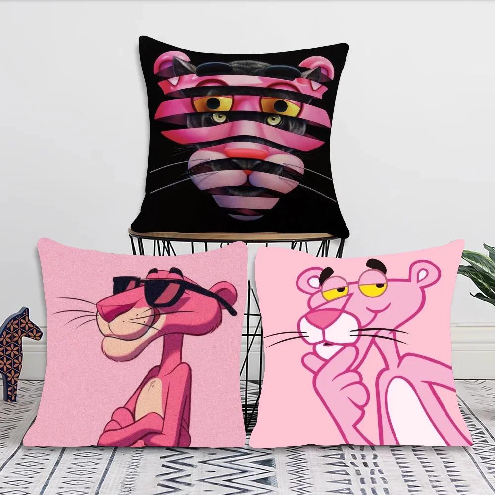 1Pc Pink Panther Pillow Case Square Pillow Bedroom Sofa Leisure Comfort Cushion Car Living Room Home Decoration