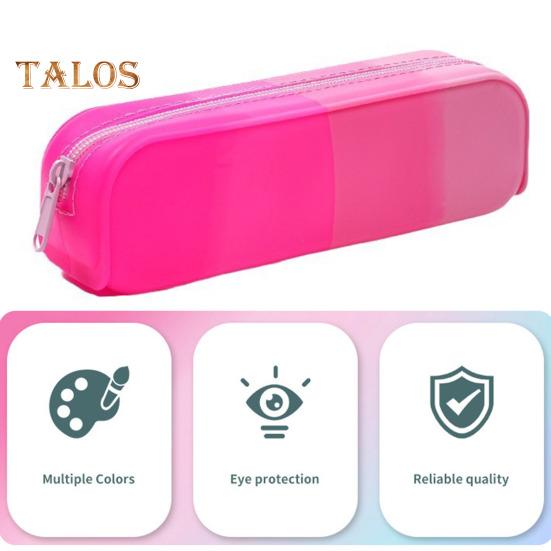 Silicone Pencil Case Gradient Color Pencil Bag Zipper Closure Lightweight Pencil Pouch Stationery Organizer