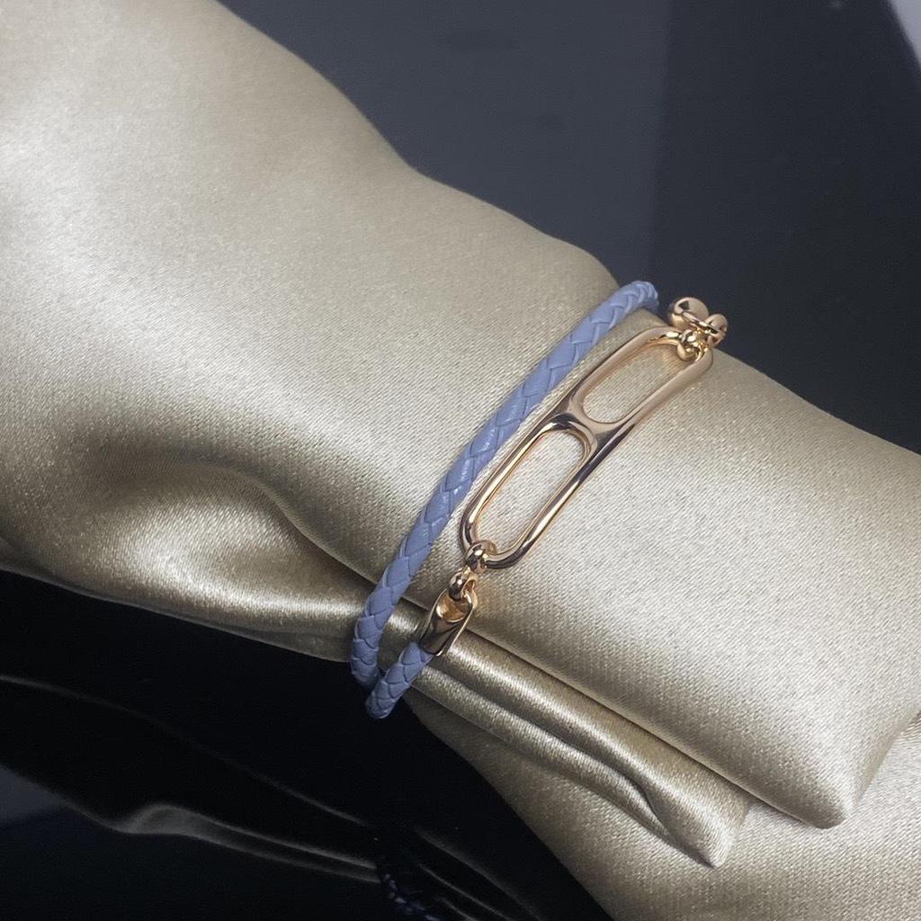 Luxury H-Style Double-Layer Leather Cord Pig Nose Couple Bracelet - Colorful Valentine's Day Gift