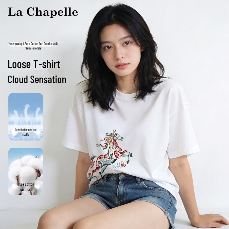 

La Chapelle Women s Ethnic Warhorse Print Pure Cotton T-Shirt L