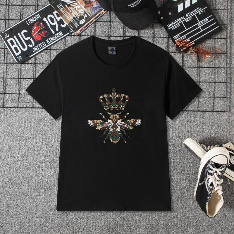 

Летние вышитые хлопковые свободные футболки с круглым вырезом и коротким рукавом для мужчин S