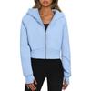 Women's Fleece Lined Hooded Zip Up Cropped Casual Long Sleeve Sweatshirt, European American Style Casual Tops Leisure Trade