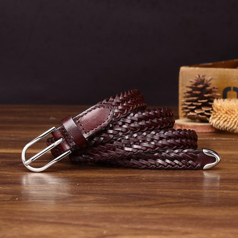 New Fashion Light Luxury Hand-Woven Belt Women'S Genuine Leather Pure Cowhide Woven Belt Women'S Personalized Trend Belt