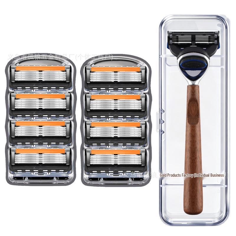 Five-Layer Anti-Scratch Razor, Stainless Steel Manual Shaver with Gillette Fusion5-Compatible Head