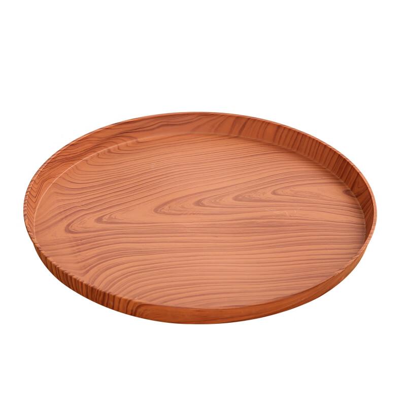 ZISIZ Large Round Wood Grain Serving Tray